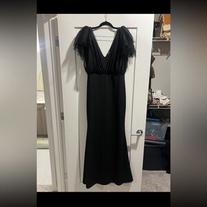 Lulu's Black Maxi Dress with Sheer Sleeves
